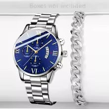 Luxury Men's Stainless Steel Quartz Watch – Business Style with Calendar Display